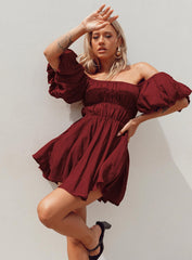 Halton Mini Dress Burgundy