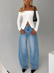 Esperance Mid Rise Barrel Leg Jeans Vintage Blue