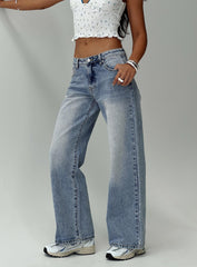 Ronine Low Rise Wide Leg Jeans Light Wash