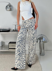 Paltrow Mid Rise Wide Leg Cargo Jeans Zebra
