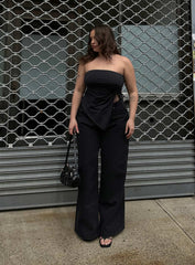 Naylor Mid Rise Wide Leg Jeans Washed Black Denim