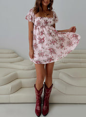 Let's Dance Mini Dress Cream Floral