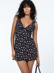 Nellie Mini Dress Black Floral