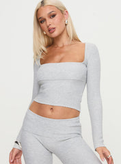 Closed Eyes Long Sleeve Top Grey