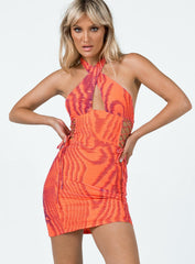 Arden Mini Dress Orange Multi