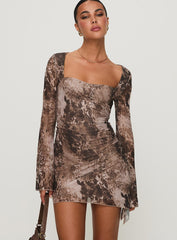 Suareza Long Sleeve Mini Dress Leopard