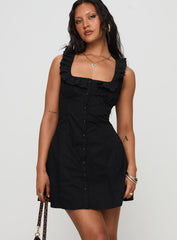 Oliveah Frill Mini Dress Black