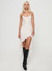 Roulette Midi Dress Cream Floral