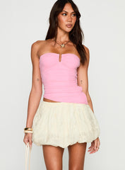 Cloudia Bubble Hem Mini Skirt Cream