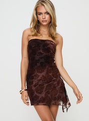 Donelli Mini Dress Brown Paisley
