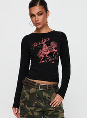 Rodeo Cowboy Long Sleeve Top Washed Wine