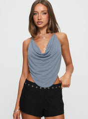 Anetta Cowl Halter Top Blue