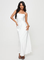 Kareena Bias Cut Maxi Dress White