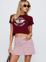 Real Love Baby Shirred Mini Skirt Red White Check