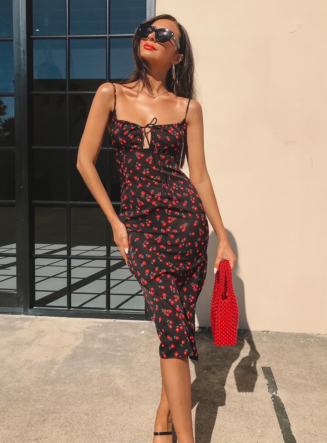 Noda Midi Dress Black/Red