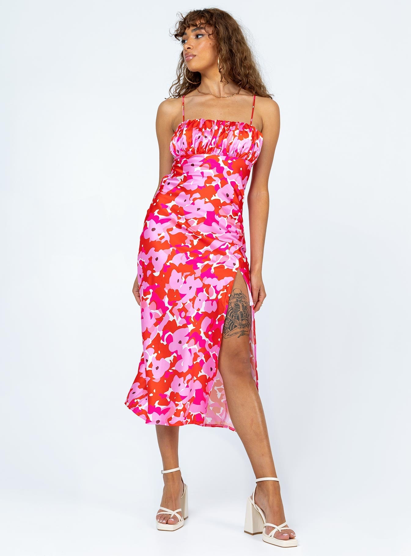 Tinzia Midi Dress Red Floral