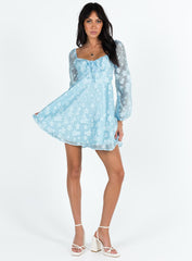 Marceau Long Sleeve Mini Dress Blue