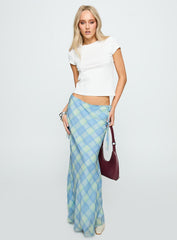Seafarer Tie Side Maxi Skirt Blue Check
