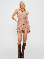 Minxie Strapless Playsuit Pink Floral