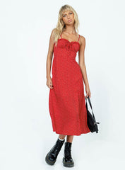 Love Birds Midi Dress Red
