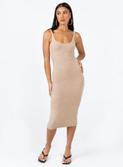 Louis Midi Dress Beige