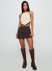 Lonely Hearts Mini Skirt Brown