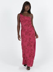 Chika One Shoulder Maxi Dress Red