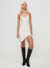 Roulette Midi Dress Cream Floral