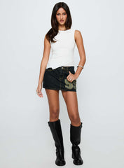 Standout Patch Detail Denim Skort Blue