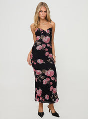 Manolis Maxi Dress Black / Floral