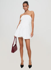 Karenza Bubble Hem Mini Dress White