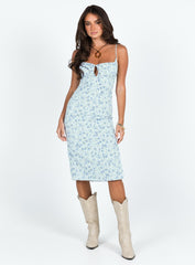 Noda Midi Dress Blue Floral