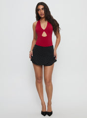 Sonsie Mini Skirt Black / White Polka
