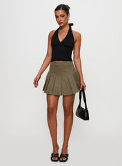 Feodora Pleat Mini Skirt Khaki