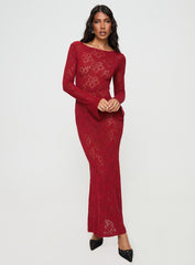 Pricely Long Sleeve Maxi Dress Red