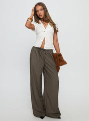 Ketrina Tie Waist Pants Brown Plaid