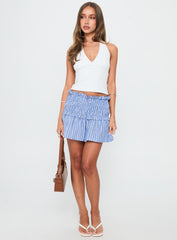 Othira Shirring Mini Skirt Blue Stripe