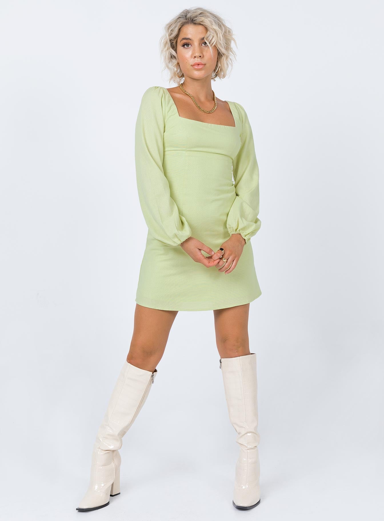 Hastings Long Sleeve Mini Dress Green