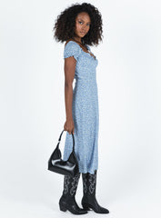 Just Like Heaven Midi Dress Blue Floral