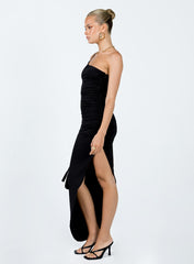 Enigma One Shoulder Maxi Dress Black