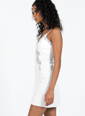 Agnola Lace Trim Mini Dress White
