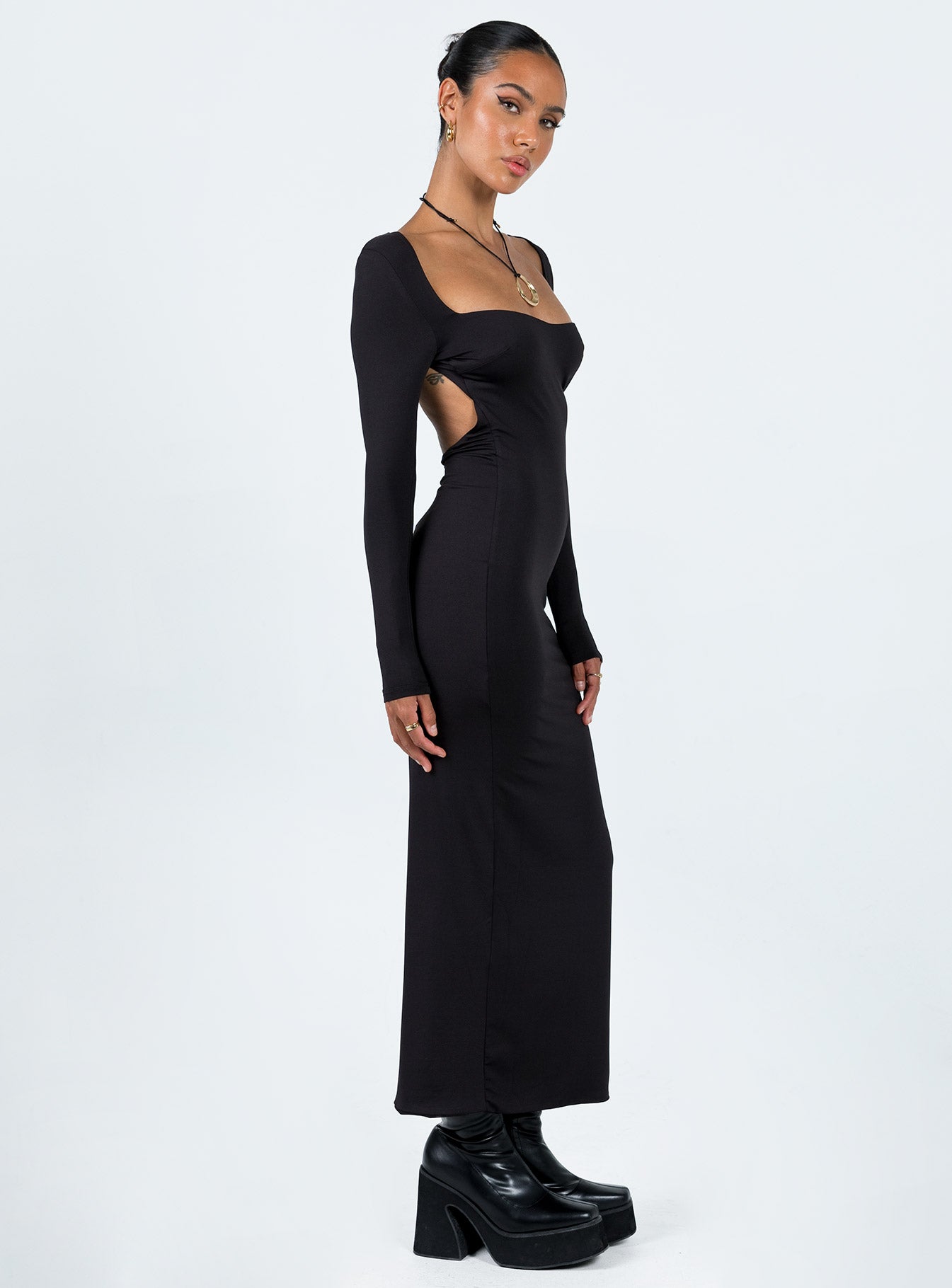 Dorado Long Sleeve Midi Dress Black