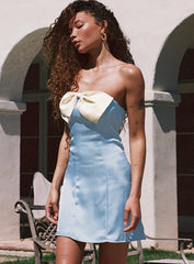 Kesy Bow Tie Mini Dress Blue / Champagne
