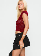 Fire Sign Studded Tiered Mini Skirt Black
