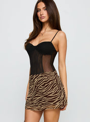 Feed The Soul Mini Skirt Brown / Zebra