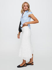 Mathylda Asymmetrical Lace Maxi Skirt White
