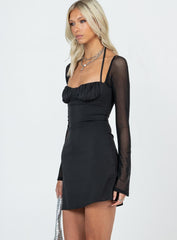 Dyer Sheer Sleeve Mini Dress Black Tall