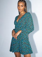 Sting Long Sleeve Mini Dress Black Floral