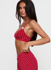 Slumber Pointelle Sleep Bralette Red