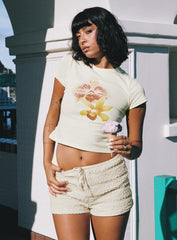 Pinup Broderie Micro Shorts Cream
